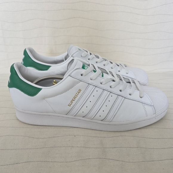 Adidas Mens Original Superstar Shell Toe White Green Shoes Sneakers FZ3642 Sz 13 - Picture 1 of 10